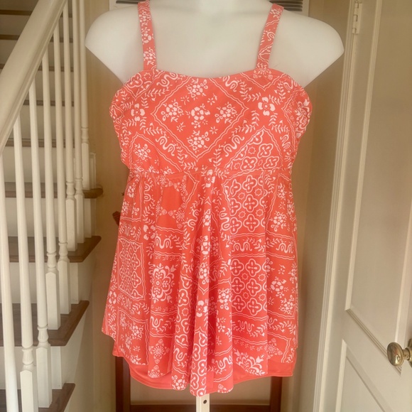 NWT Bloomchic Cute Coral Bandana Print Swimsuit Fluuter Top & Swim Shorts 18 20 - Picture 2 of 6